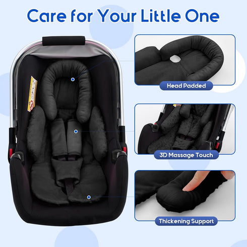 3 Set, 2-in-1 Newborn Car Seat Head Support with Shoulder Covers Reversible Infant Car Seat Insert, Thickened Car Seat