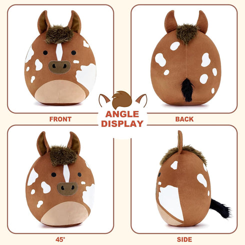 12" PEACH CAT Original Appaloosa Horse Stuffed Animal Cute Horse Plush Soft Plushies Toys Gifts for Kids Adults Brown