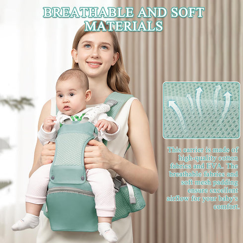6-in-1 0-36 Baby Carrier with Hip Seat for Newborn to Toddler, Ergonomic Infant Carrier for Month Baby, All Positions