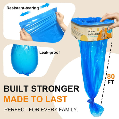 1080 Pack 2 Jumbo Square Diaper Bags Refill Compatible with Diaper Genie Classic/Compact/Select Pails, Holds up
