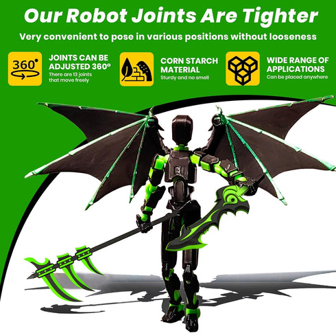 MIGESS T13 Set,Dummy 13,Articulated 13 13,t13 (Assembly Completed) Action Figure Robot with Demon Wings, Titan