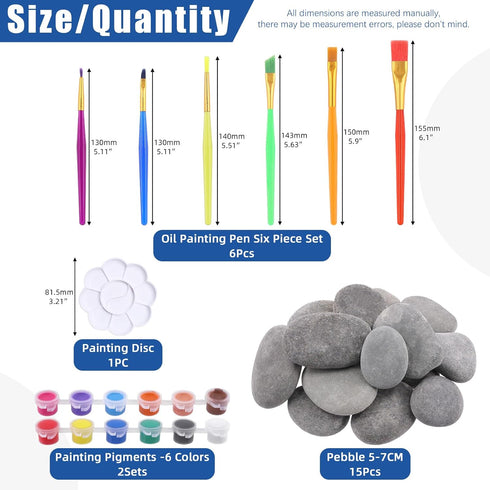 Glarks 34Pcs 15Pcs 2"-3" 12 6Pcs 1Pc Rock Painting Kit, Including Flat Painting Stones River Rocks, Colors Non-Toxic