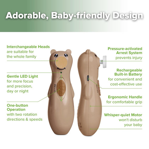 Trimmer 6 haakaa Baby Nail File Electric, Rechargeable Baby Nail with LED Light, Baby Nail Clippers