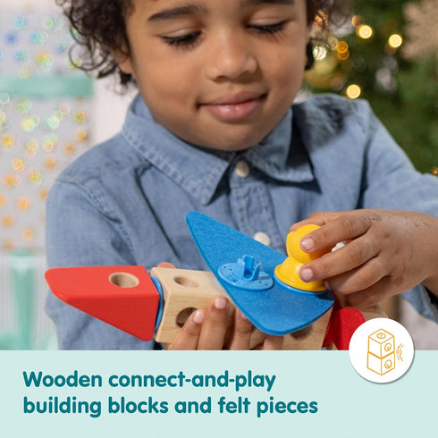 Set (54 Melissa & Doug Blockables Vehicles Snap and Play, Mix and Match Connectable Wooden Building Blocks Play Toy