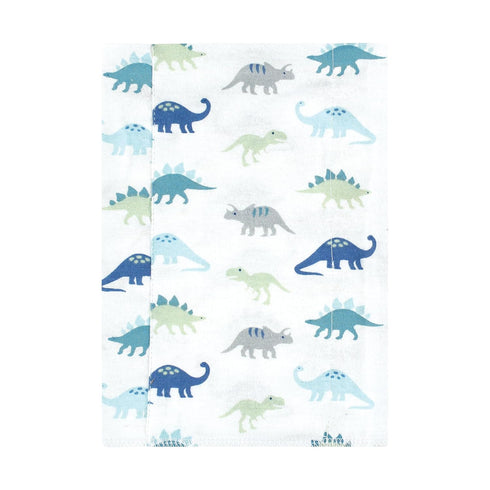 Hudson Baby Unisex Cotton Flannel Burp Cloths, Soft Teal Dino, One Size