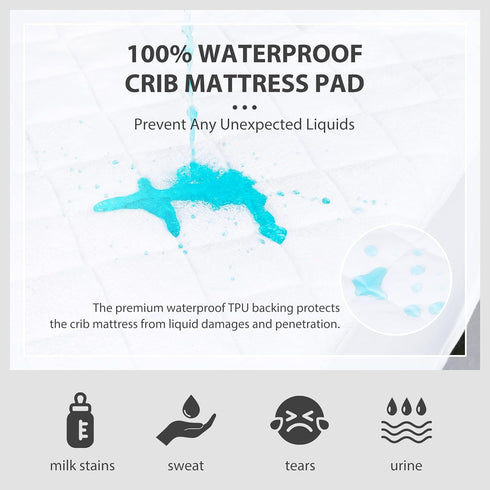 2 Pack (52x28 Inches) Ruili Rayon Bamboo Viscose Waterproof Crib Mattress Protector, Quilted Fitted Breathableddler