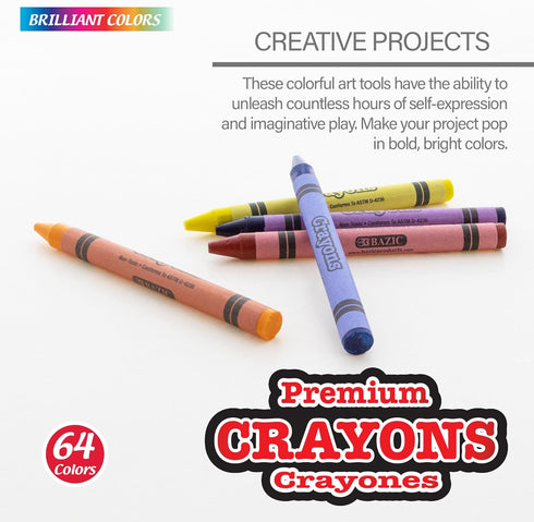 64 BAZIC Ct. Premium Quality Color Crayon