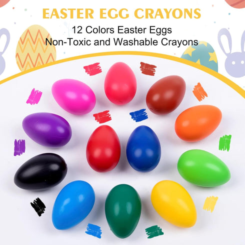 Canscci 12 Pack Crayons,12 Easter Egg Colors Easter Egg-Shaped Crayons for Kids Girls Boys Toddles Easter Basket