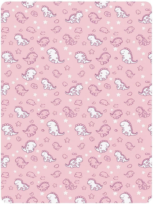 miaozhen 1 Pack 52x28 Cotton Crib Sheets for Baby Boys Girls Soft Comfy Cute Doodle Dinosaurs Blush Playard Mattress