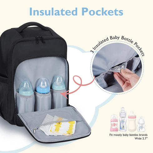 mommore Backpack 37L 15.6'' Diaper Bag Large Baby Bag with Laptop Sleeve Mom Bags with Insulated Pockets, Changing Pad