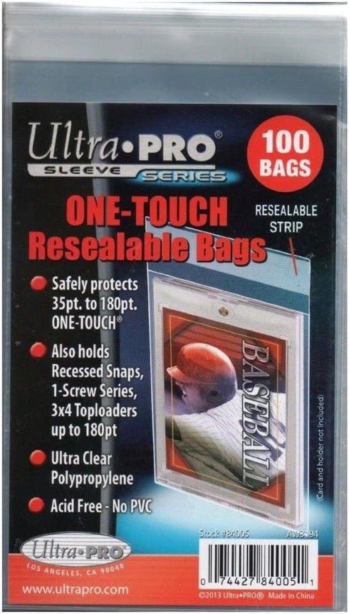 Ultra Pro Pack of 100 One Touch Resealable Poly Bags for Card Holder