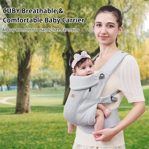 40lbs(Light CUBY Newborn Baby Carrier with Head Support and Sunshield, Breathable & Adjustable Newborn Toddler Front