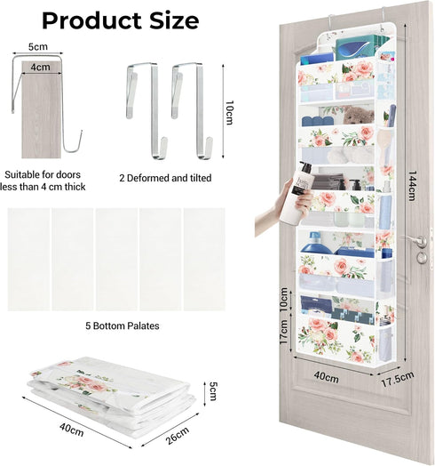Closet 5-Tier Clastyle Flower Over the Door Organizer Leaf Nursery Hanging Storage Organizer for Women Girls Clothes