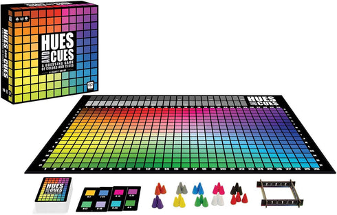 USAOPOLY HUES and CUES | Vibrant Color Guessing Game Perfect for Family Game Night | Connect Clues and Colors Together | 480 Color Squares to Guess