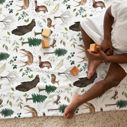 Woodland Forest Animals Baby Blanket Gift for Boys, Pine Tree Bear Fox Deer Leaf Flannel Fleece Nursery Bed Swaddling