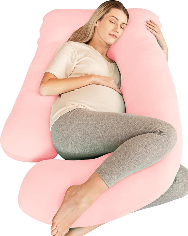 Cute Castle Cooling Cover Pregnancy Pillows, Soft U-Shape Maternity Pillow with Removable Cover -