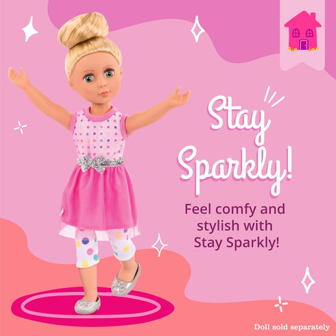 14-Inch 3+ Glitter Girls Doll Clothes & Accessories Stay Sparkly Dress & Leggings Regular Outfit for Girls Years