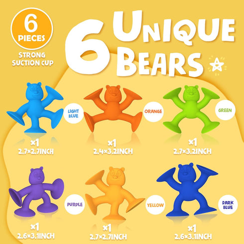 Baby Bath Toys Suction Cup Toys for Kids, No Hole Bath Toys for Ages 1-3, Toddler Bath Toys (6 Pcs)