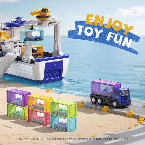 3 4 5 6 Playset 18 8 4 3 4 5 6 Vanvimen Cargo Boat Toys for Year Old Boys Kids, Toy Boat and Crane with Pcs Die-Cast