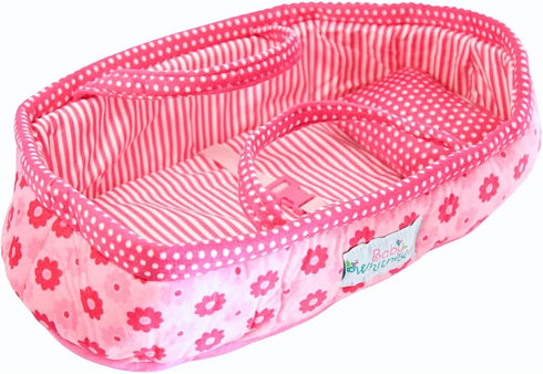 Baby Whitney 18" Pink Daisy Doll Carrier Bassinet Bed Carrier & Pillow, | Baby Doll Bassinets, Play Baby Doll Carrier