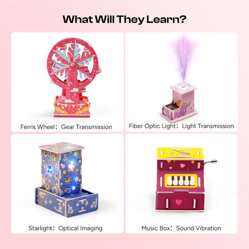 6-in-1 8-12, 3D Sntieecr Stem Kits for Kids Age Girls Engineering Kit with KT Board Puzzle, Educational Craft Building