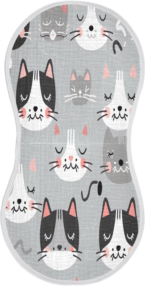 YETTASBIN Cute Cat Muslin Baby Burp Cloth, Super Soft Absorbent Cotton Burp Rag