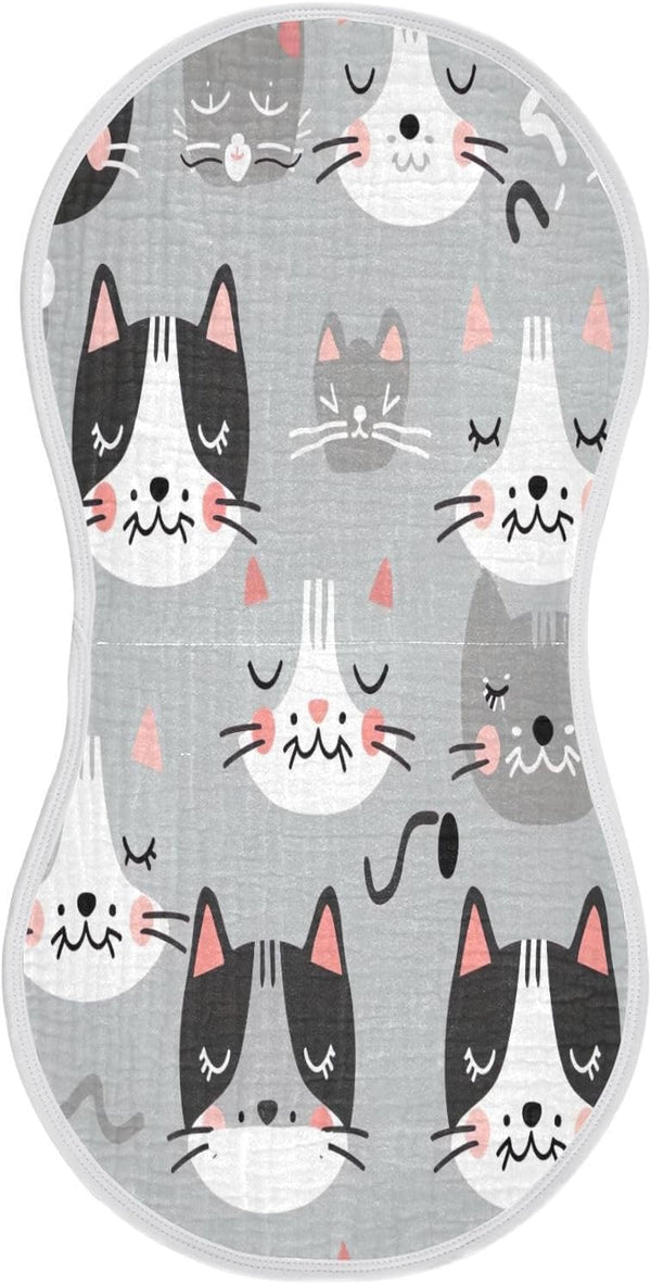 YETTASBIN Cute Cat Muslin Baby Burp Cloth, Super Soft Absorbent Cotton Burp Rag