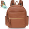 MOMINSIDE Small Diaper Bag Backpack, Mini Diaper Bag with 11 Pockets, Leather