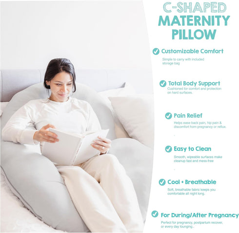 Regalo Premium Ultra Soft Pregnancy Postpartum Pillows for Sleeping, Feeding, C Shaped Full Body Maternity Pillow