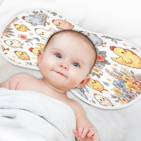 Flradish 4 Pack Set 22 11 Inch Cute Cartoon Chickens Muslin Baby Burp Cloths & Bibs Ultra Soft, Absorbent Burping