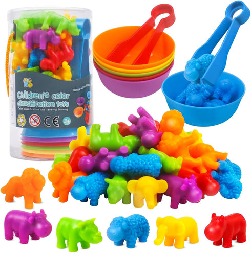 Counting Sorting Toys - RAEQKS Matching Stacking Toys with Bowls for Preschool Learning Activities Educational Sensory