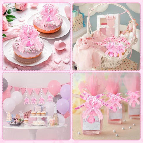48 XunYee Pcs Baby Shower Pacifier Necklace Cute Feet Acrylic Pacifiers Necklace for Chupones para Baby Shower Games