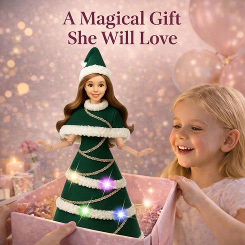 Lady Cat 11.5-Inch Dress,3 Light-Up Decorative Doll with LED Lighting Modes (Slow Flash, Fast Flash, Steady On),Display