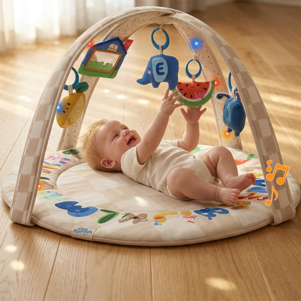 Baby Play Gym & Activity Mat with Light-up Musical Arch, Washable Tummy