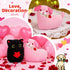 8inch Valentine's Day Gifts for Girls Her Wife, Pink Love Heart Dog Plush Valentines Stuffed Animal with Rose Cute