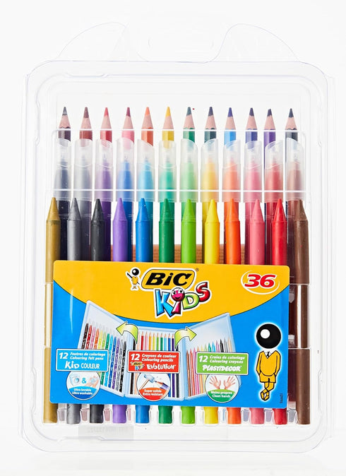 BIC Kids' Colouring in Wallet, Mixed Products, Multi-Coloured, Pack of 36