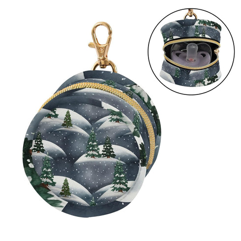 Snow Scene Round Pacifier Storage Case with Zipper, Portable Pacifier Case for Travel, Diaper Bag & Purse, Pacifier