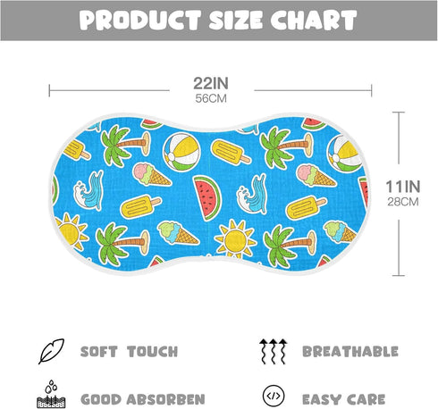 decor gift Summer 4 Pack 22x11in Cotton Burp Cloths Baby Soft and Absorbent? Watermelon Palm Waves Baby Rags for Babies