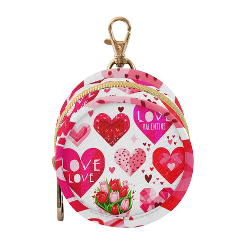 Valentines Heart Round Pacifier Storage Case with Zipper, Portable Pacifier Case for