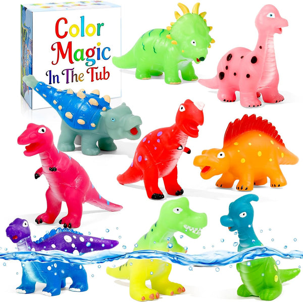 Lemofix Color Changing Dinosaur Bath Toys: No Hole Mold Free Bath Toys for