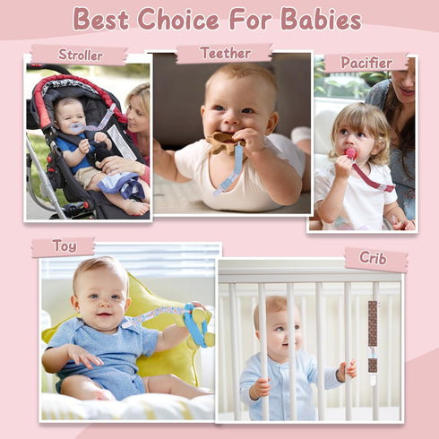 6 Pack 6DBP06 ALVABABY Baby Pacifier Clips Paci Universal Holder Leash Pacifier Clip Binky Holder for Teether Soothie