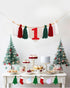 1st Christmas First Birthday High Chair Banner - Oh What Fun it is to be One Highchair Banner, Red and Green Birthday
