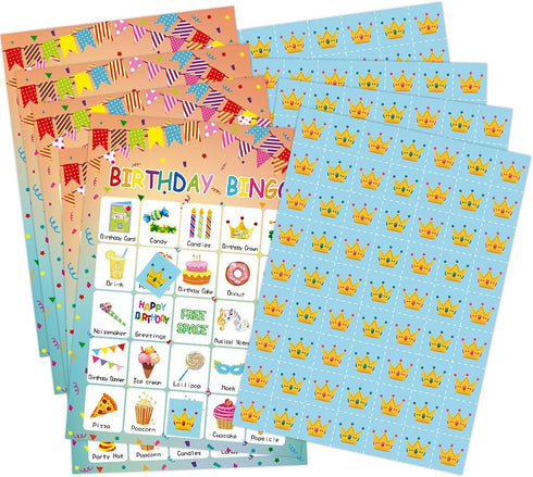 Fancy Land Birthday Bingo Game for Kids, 24 Players, Birthday Party Supplies