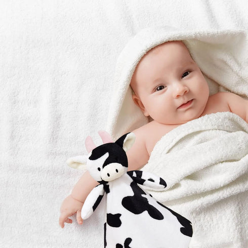 Baby Cow Soft Stuffed Animal Security Blanket, Plush Lovey Blanket, Cuddly Snuggle Blankie for Boys Girls, 13" (Pink