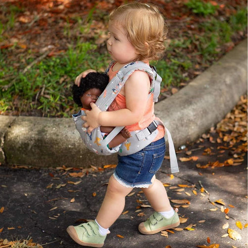 Bebamour Original Baby Doll Carrier for Kids - Green Floral Design
