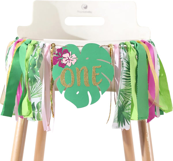 Agkvw Aloha to One Tropical Hawaiian Luau Theme Highchair Banner- Wild One Highchair