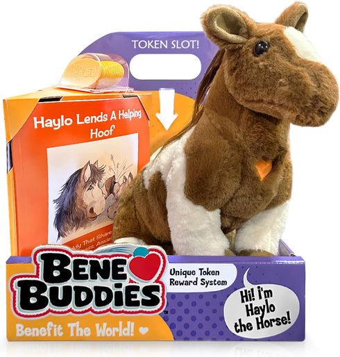 Bene World Haylo The Horse Stuffed Animal, Emotion Management Plush Toy for Kids, Horse & Book Set