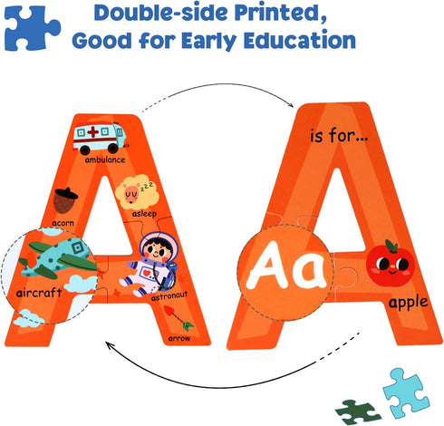 3-5, 3+, SYNARRY Wooden Alphabet Puzzles for Kids Ages ABC Learning for Toddlers Ages Sight Words Letter Puzzles