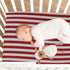 Pigsaly 27x39 Inch Crib Sheets Dark Red Grey Vertical Stripes Baby Sheet for Standard Crib Mattress Boys Girls Toddler