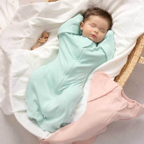2 Pack Zipper,0.5 MEXXI Swaddle Baby Sleep Sack With Arms Up, Baby Transitional Swaddle with Double TOG